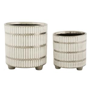 Lot de 2 Cache-pot en veramica blanc et or Ø 22,5x24-18x19…
