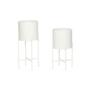 Lot de 2 cache-pots en métal blanc H45