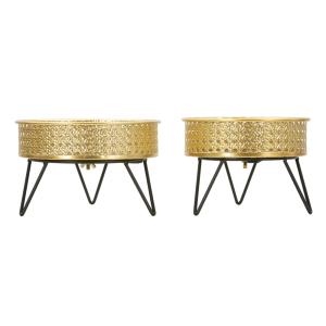 Lot de 2 Cache-pots en métal doré Ø 20,5X13-18X13 cm