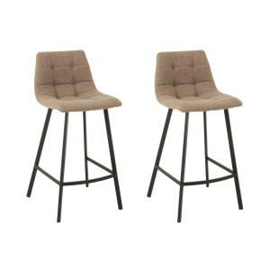 lot de 2 chaise de bar en tissu et en métal noir