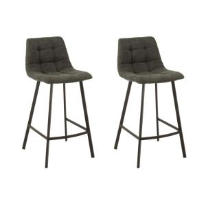 Lot de 2 chaise de bar en tissu et en métal noir anthracite