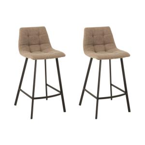 Lot de 2 chaise de bar en tissu et en métal noir beige