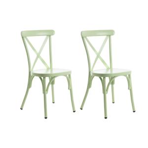 Lot de 2 chaise de jardin bistrot empilable en aluminium ve…