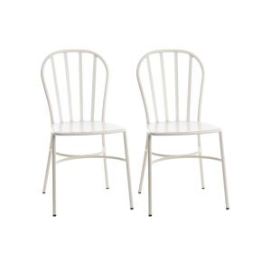 Lot de 2 chaise de jardin empilable en aluminium blanc