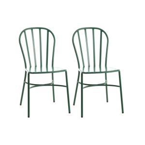 Lot de 2 chaise de jardin empilable en aluminium vert