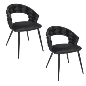 Lot de 2 chaises assise tressée noir