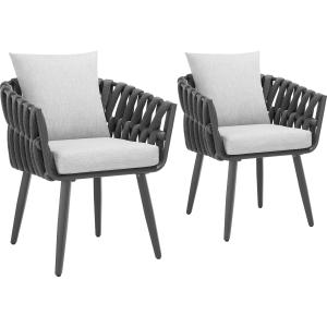 Lot de 2 chaises au design façon cordage gris anthracite