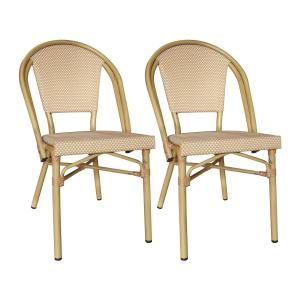 Lot de 2 chaises d'extérieur beige avec structure aluminium