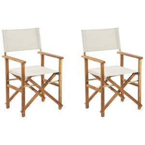 Lot de 2 chaises d'extérieur bois d'acacia blanc cassé