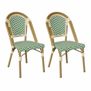 Lot de 2 Chaises d’extérieur empilable aluminium vert blanc…