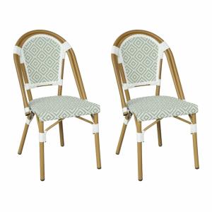 Lot de 2 Chaises d’extérieur en aluminium blanc et vert 85x…