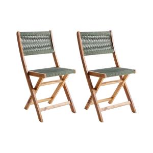 Lot de 2 chaises d'extérieur pliant bois d'acacia vert