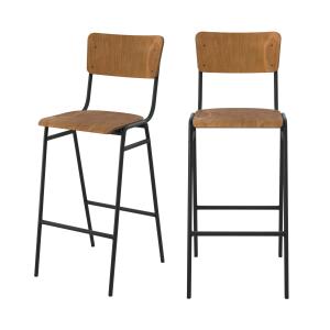 Lot de 2 chaises de bar 75 cm en bois