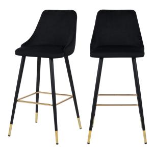 Lot de 2 chaises de bar 78 cm en velours noir