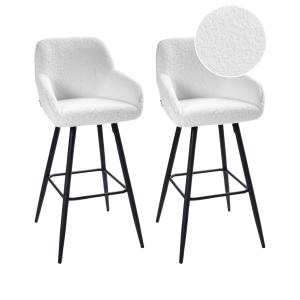 Lot de 2 chaises de bar bouclé blanc cassé