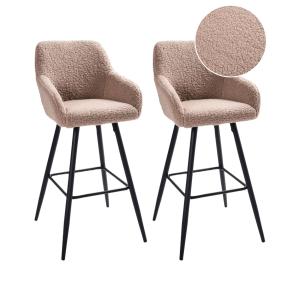 Lot de 2 chaises de bar bouclé taupe
