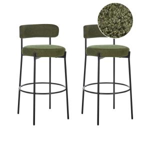 Lot de 2 chaises de bar bouclé vert