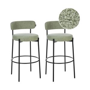 Lot de 2 chaises de bar bouclé vert clair