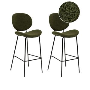 Lot de 2 chaises de bar bouclé vert foncé