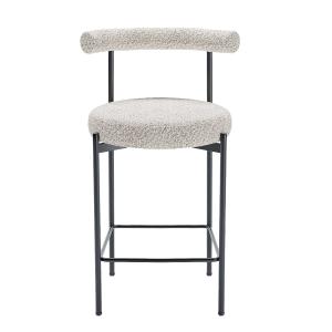 Lot de 2 chaises de bar bouclette grise et blanche