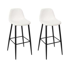 Lot de 2 chaises de bar côtelées blanches
