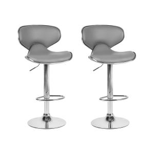 Lot de 2 chaises de bar cuir pu gris