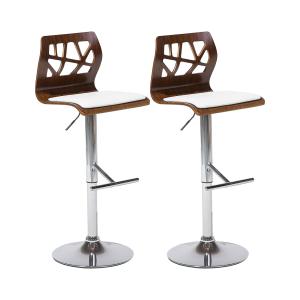Lot de 2 chaises de bar cuir pu marron blanc
