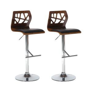 Lot de 2 chaises de bar cuir pu marron noir