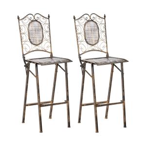 Lot de 2 chaises de bar d'extérieur pliant métal noir