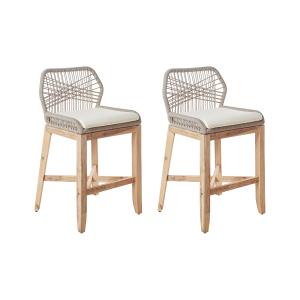 Lot de 2 chaises de bar de jardin acacia beige