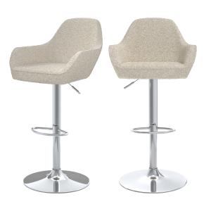 Lot de 2 chaises de bar effet laine bouclette blanc cassé 6…