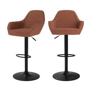 Lot de 2 chaises de bar effet laine bouclette rouge brique…