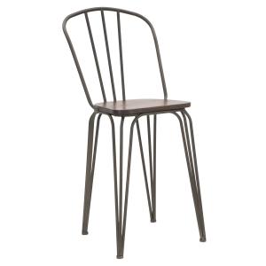 Lot de 2 chaises de bar en métal et bois marron 54x45x102…
