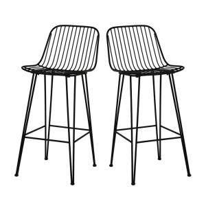 Lot de 2 chaises de bar en métal H67cm - Noir