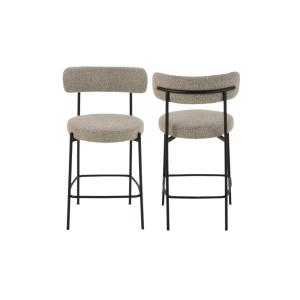 lot de 2 chaises de bar en métal noir et bouclette