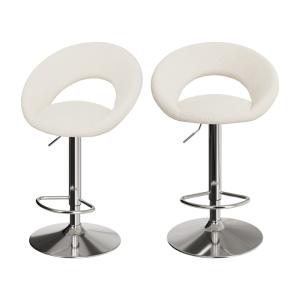 Lot de 2 chaises de bar en tissu bouclé crème 61/76,5 cm