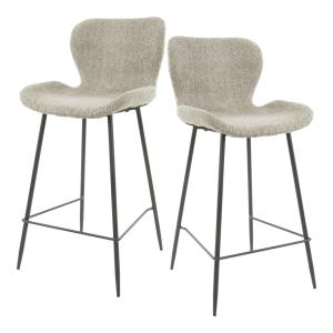 Lot de 2 chaises de bar en tissu bouclettes beige avec pied…