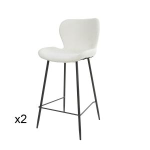 Lot de 2 chaises de bar en tissu bouclettes blanc avec pied…