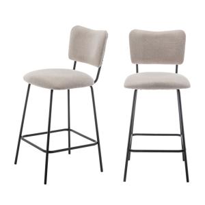 Lot de 2 chaises de bar en tissu et métal H65cm - Beige