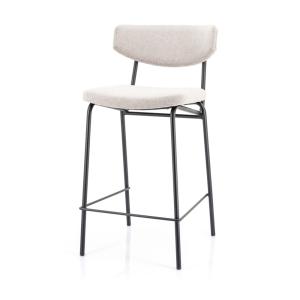 Lot de 2 chaises de bar en tissu et métal H66cm - Écru