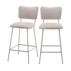 Lot de 2 chaises de bar en tissu et métal pieds beiges H65c…