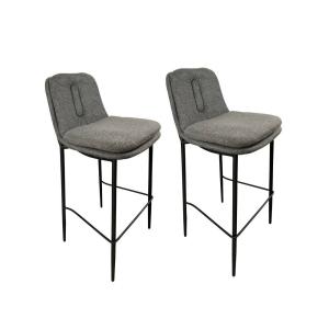 Lot de 2 Chaises de Bar en Tissu Gris Foncé