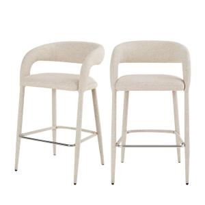 Lot de 2 chaises de bar en tissu H75cm - Beige chiné