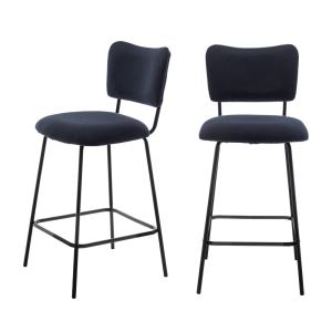 Lot de 2 chaises de bar en velours côtelé et métal H65cm -…