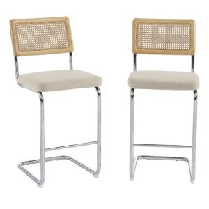 Lot de 2 chaises de bar en velours côtelé pieds chrome H66c…