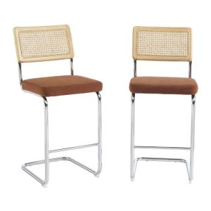 Lot de 2 chaises de bar en velours côtelé pieds chrome H66c…