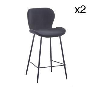 Lot de 2 chaises de bar en velours noir