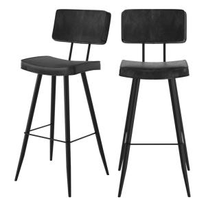Lot de 2 chaises de bar grises/noires en cuir synthétique 7…
