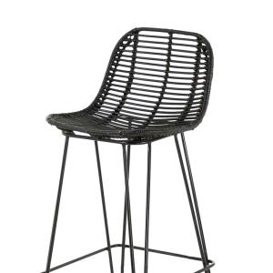 Lot de 2 chaises de bar H65 cm en rotin noir
