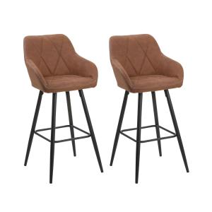 Lot de 2 chaises de bar marron doré